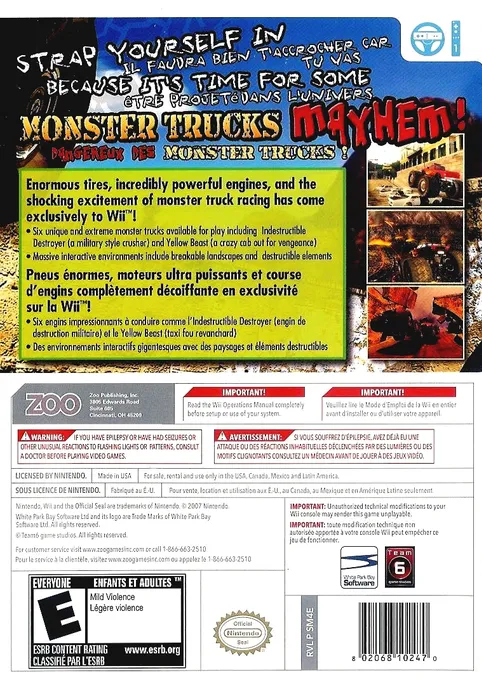 Monster Trucks Mayhem box back