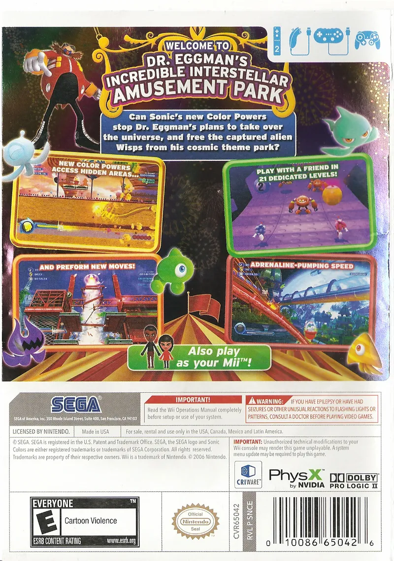 Sonic Colors box back