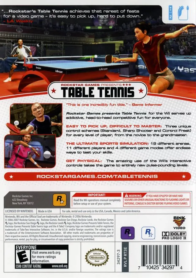Rockstar Games Presents Table Tennis box back