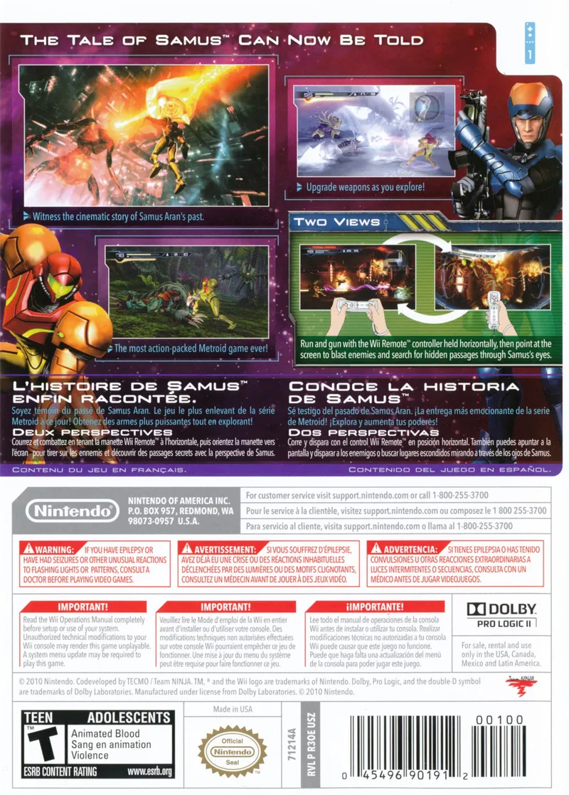Metroid: Other M box back