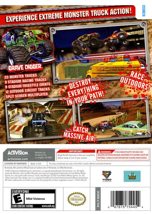 Monster Jam box back