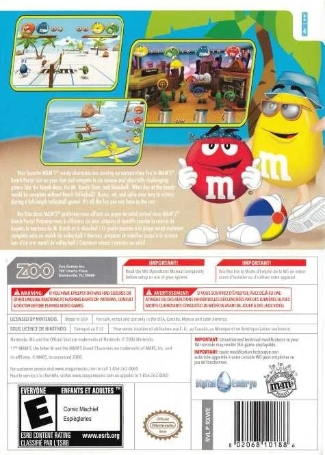 M&M's Beach Party box back