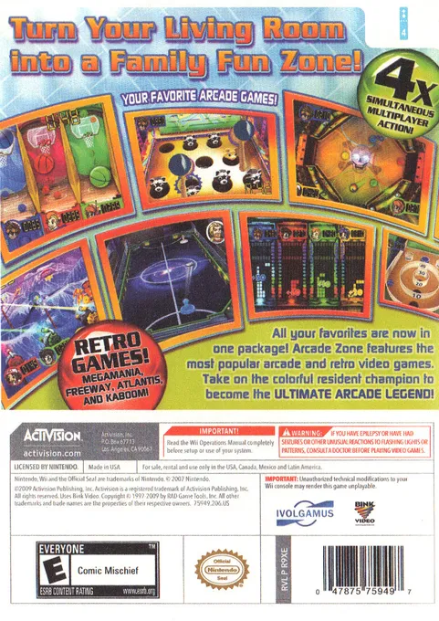 Arcade Zone box back