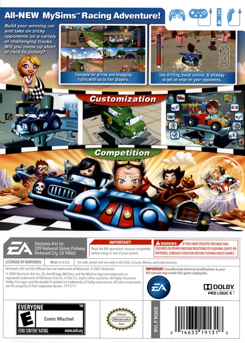 MySims Racing box back