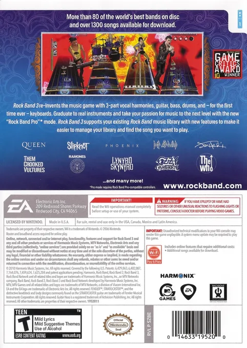 Rock Band 3 box back
