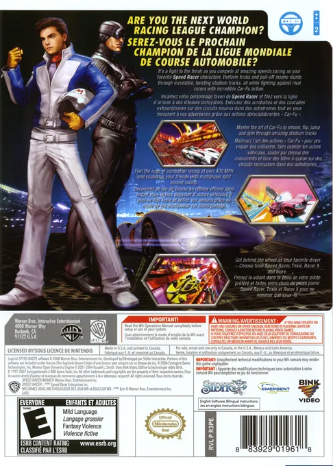 Speed Racer: The Videogame box back