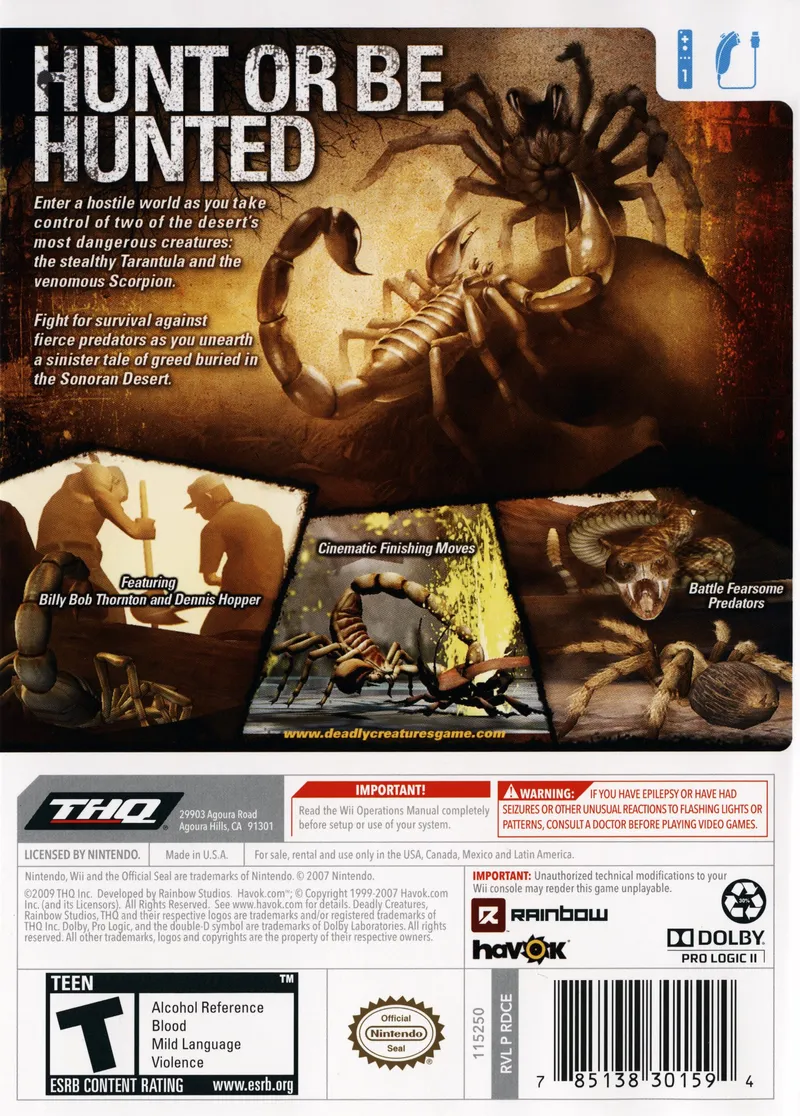 Deadly Creatures box back
