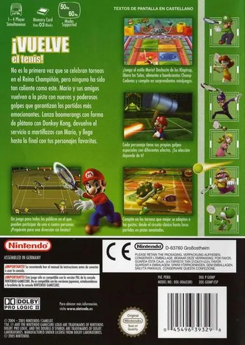 Mario Power Tennis box back
