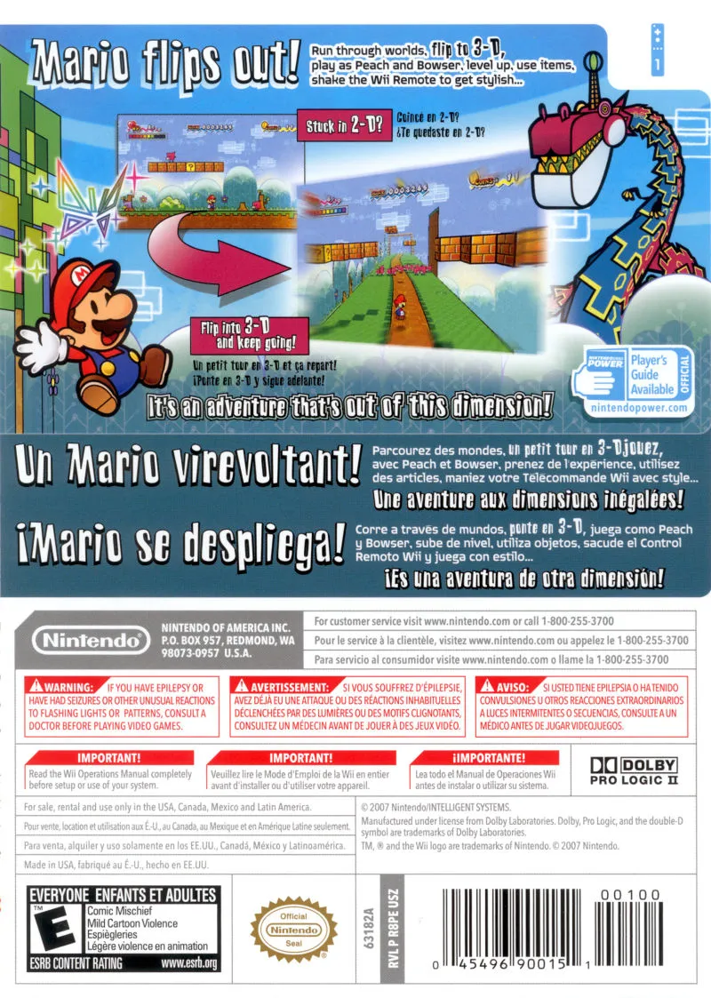Super Paper Mario box back