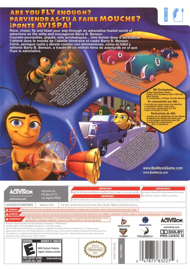 Bee Movie Game box back