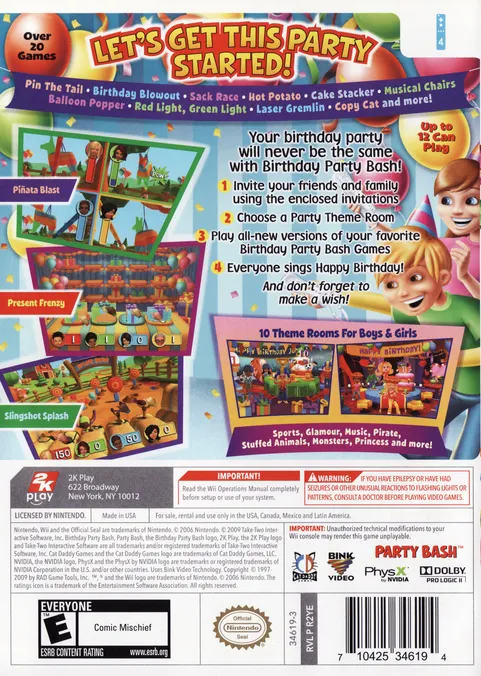 Birthday Party Bash box back
