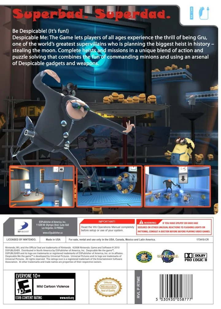 Despicable Me: The Game box back
