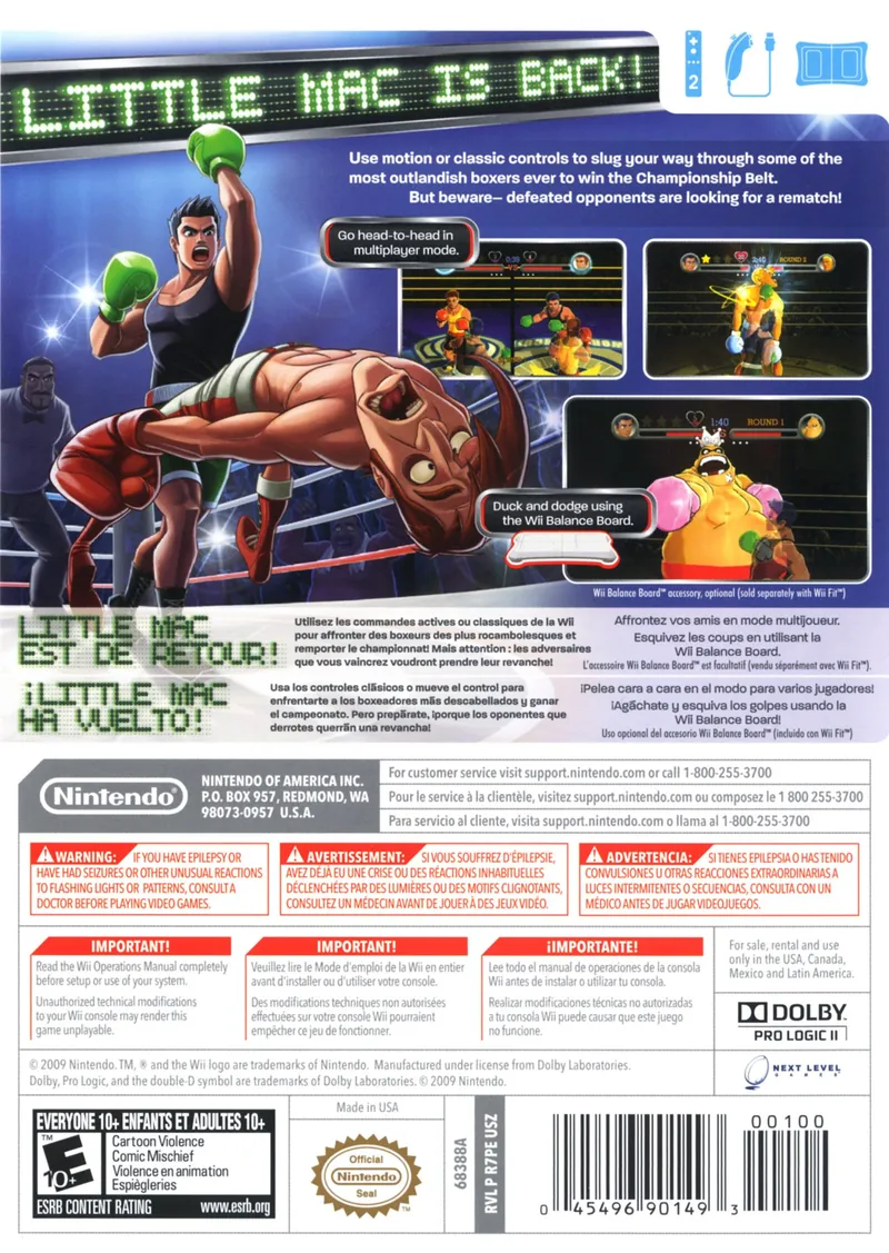 Punch-Out!! box back