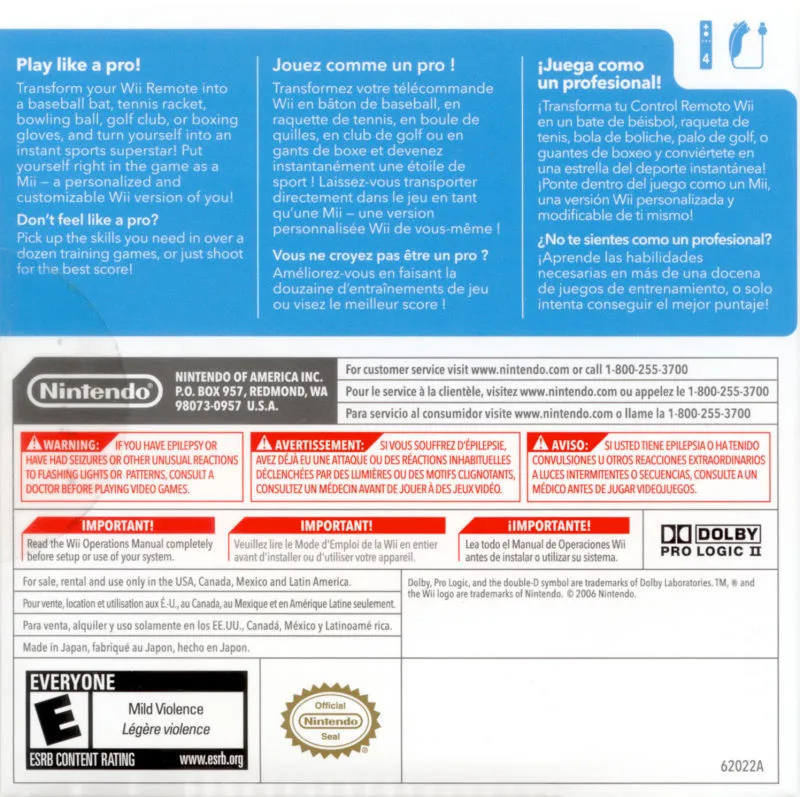 Wii Sports box back