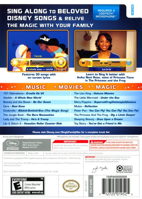 Disney Sing It: Family Hits box back