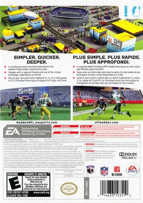 Madden NFL 11 box back