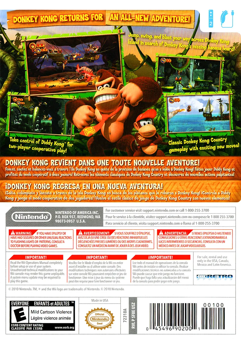 Donkey Kong Country Returns box back