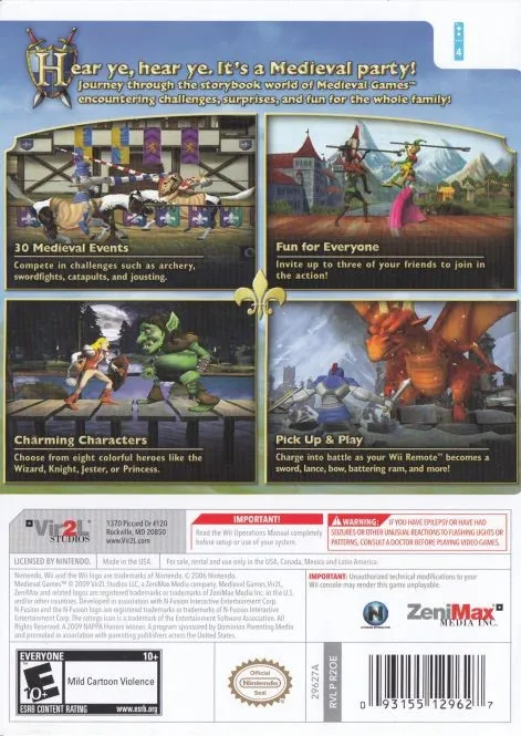 Medieval Games box back