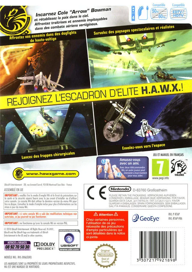 Tom Clancy's H.A.W.X 2 box back