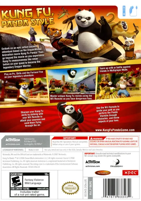Kung Fu Panda: Legendary Warriors box back