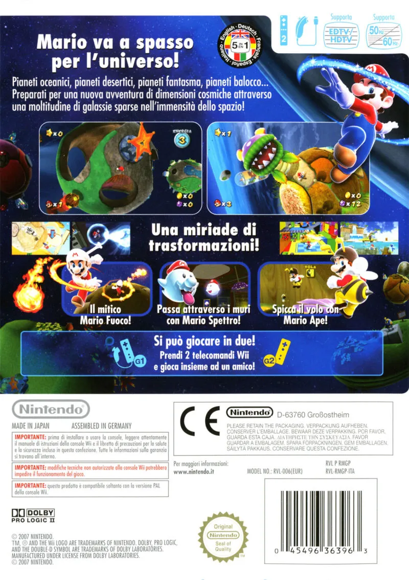 Super Mario Galaxy box back
