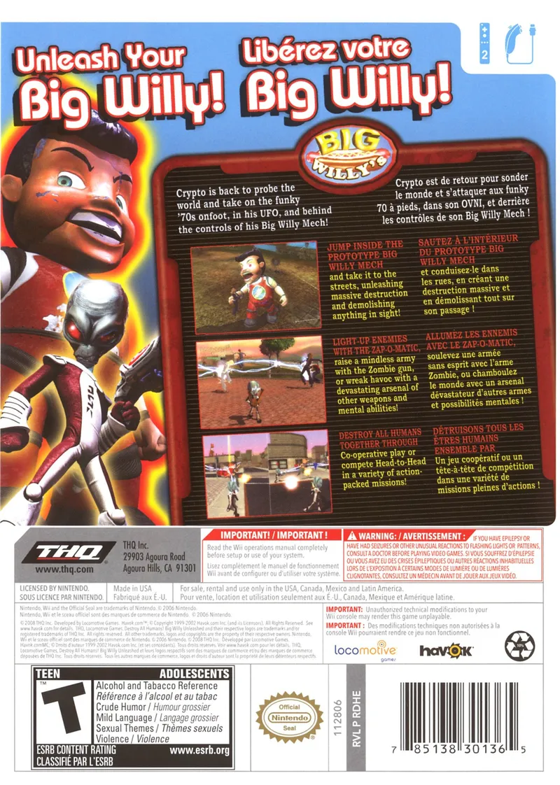 Destroy All Humans! Big Willy Unleashed box back
