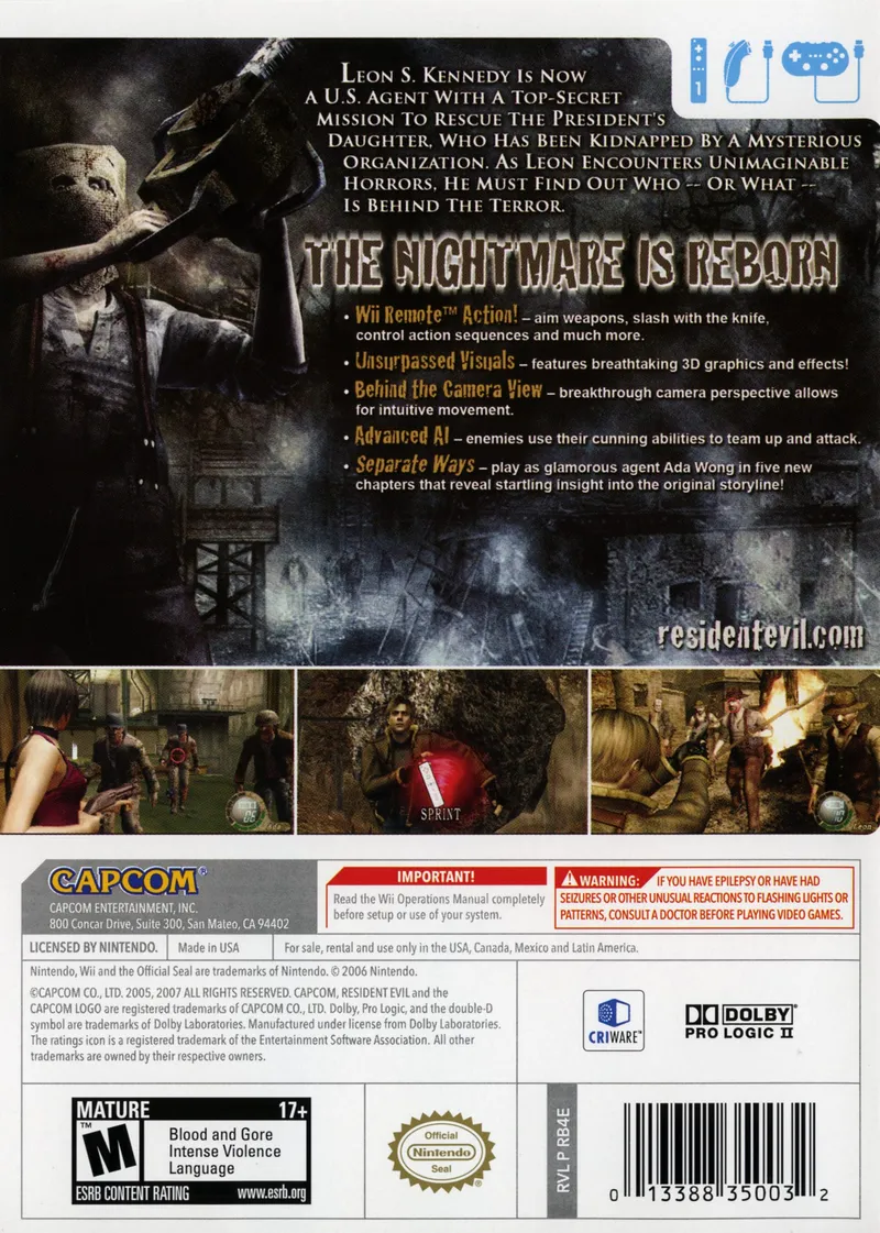Resident Evil 4: Wii Edition box back