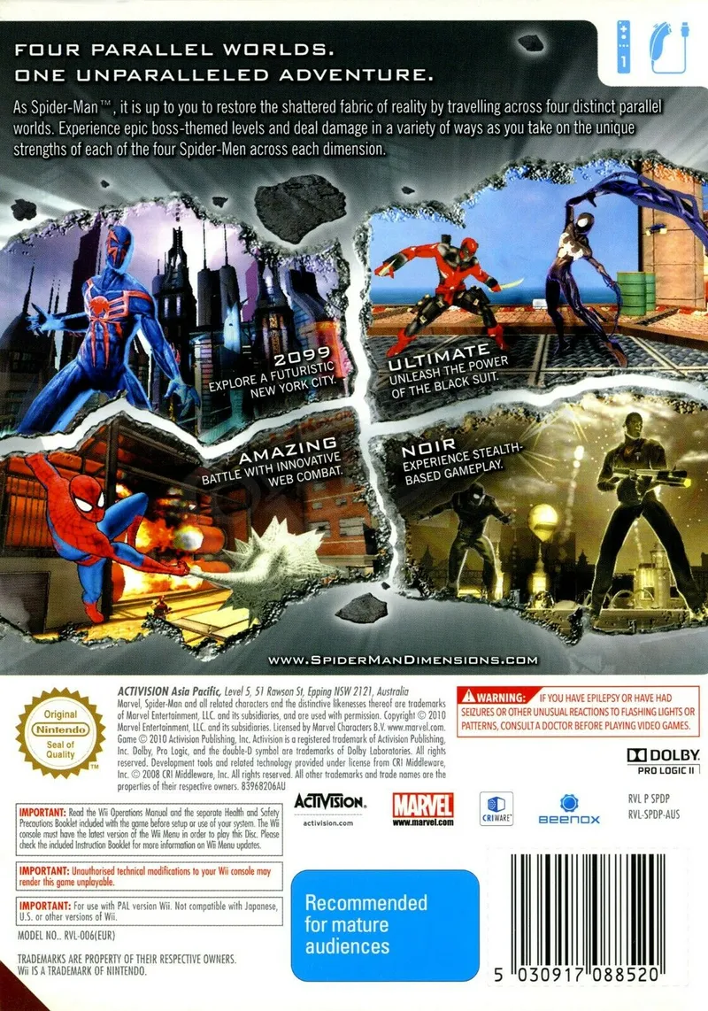Spider-Man: Shattered Dimensions box back