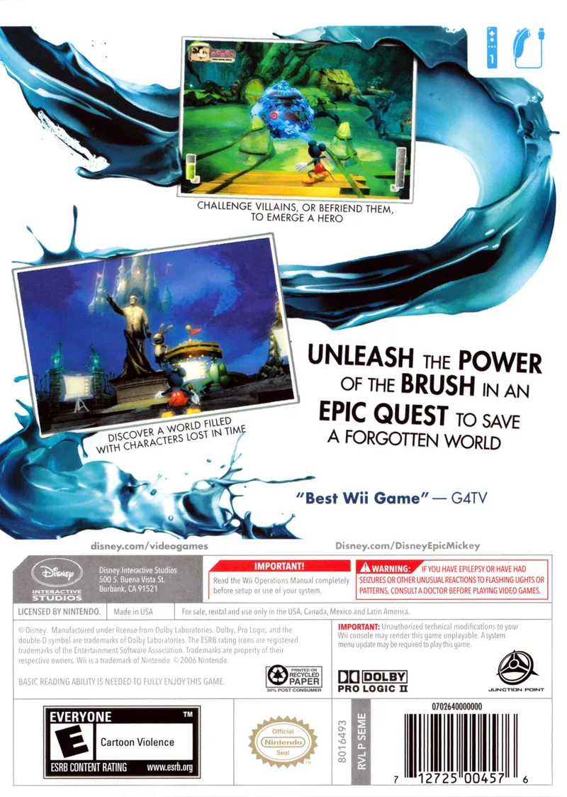 Disney Epic Mickey box back