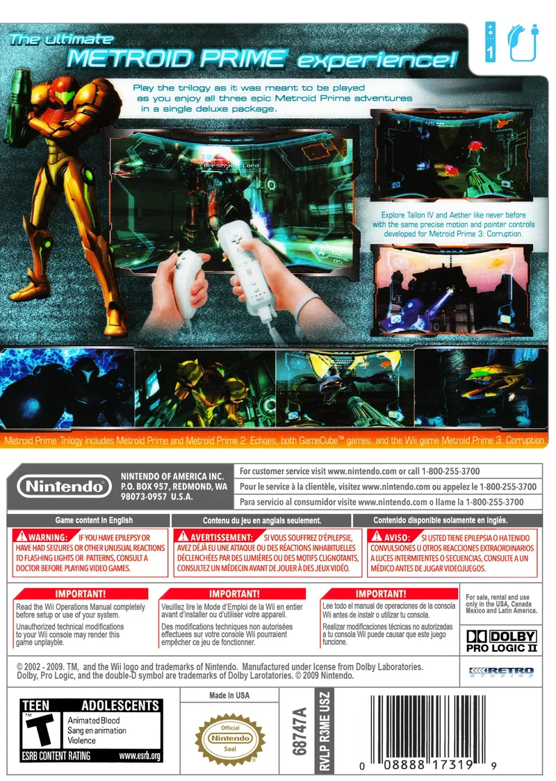 Metroid Prime Trilogy box back
