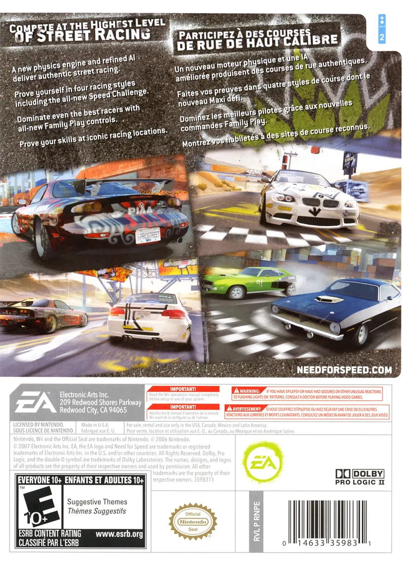 Need for Speed: ProStreet box back
