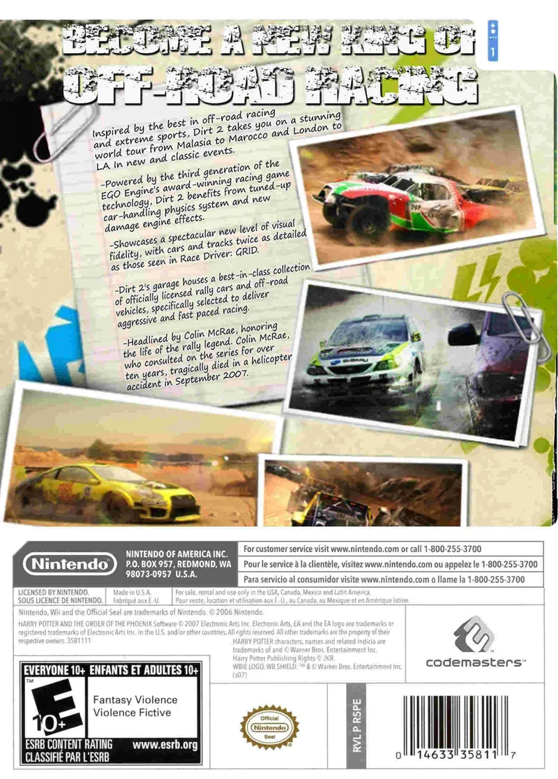 DiRT 2 box back