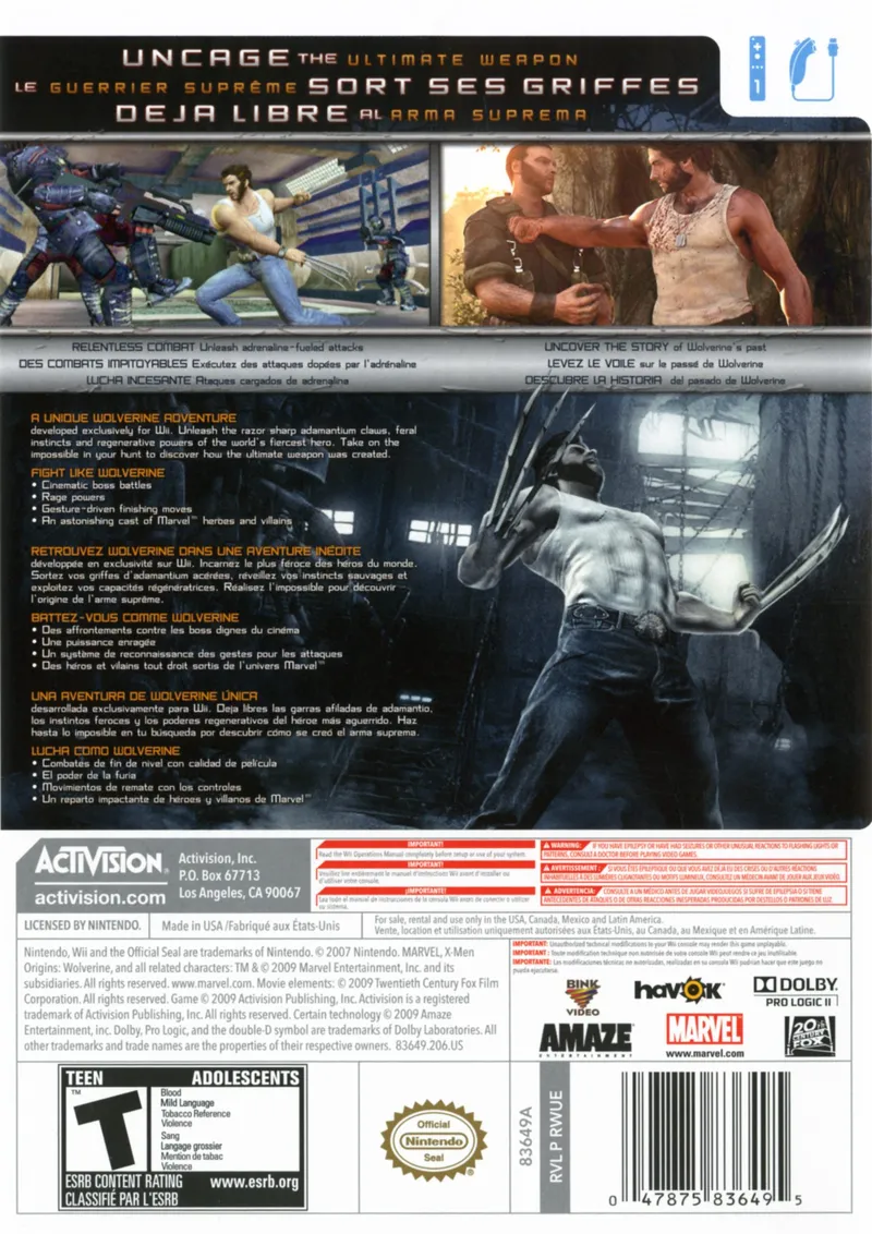 X-Men Origins: Wolverine box back