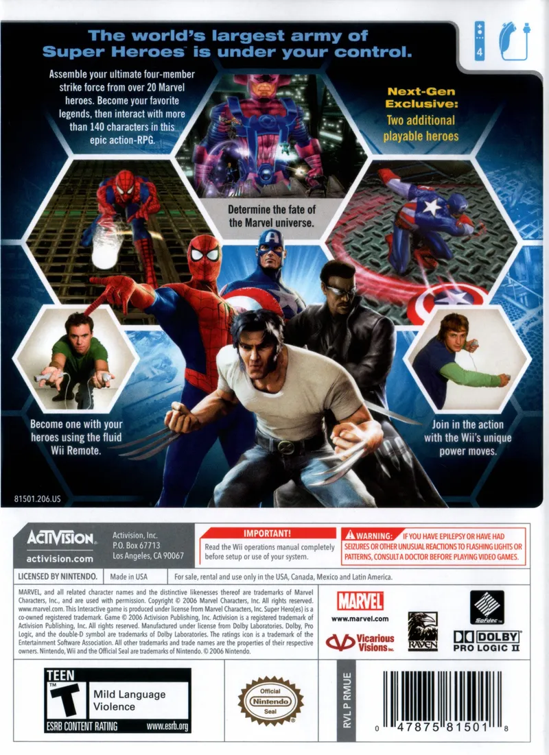 Marvel: Ultimate Alliance box back