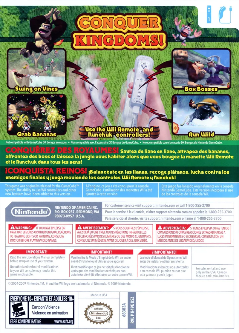 Donkey Kong: Jungle Beat box back
