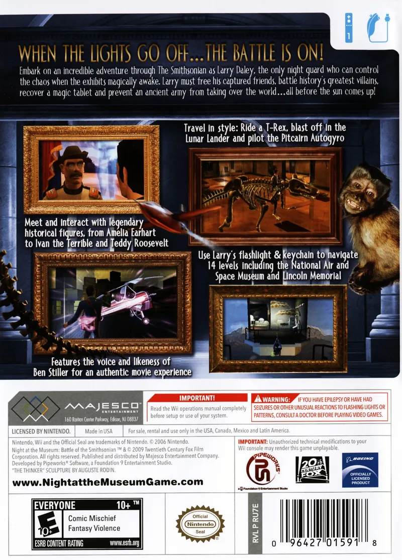 Night at the Museum: Battle of the Smithsonian: The Video Game box back