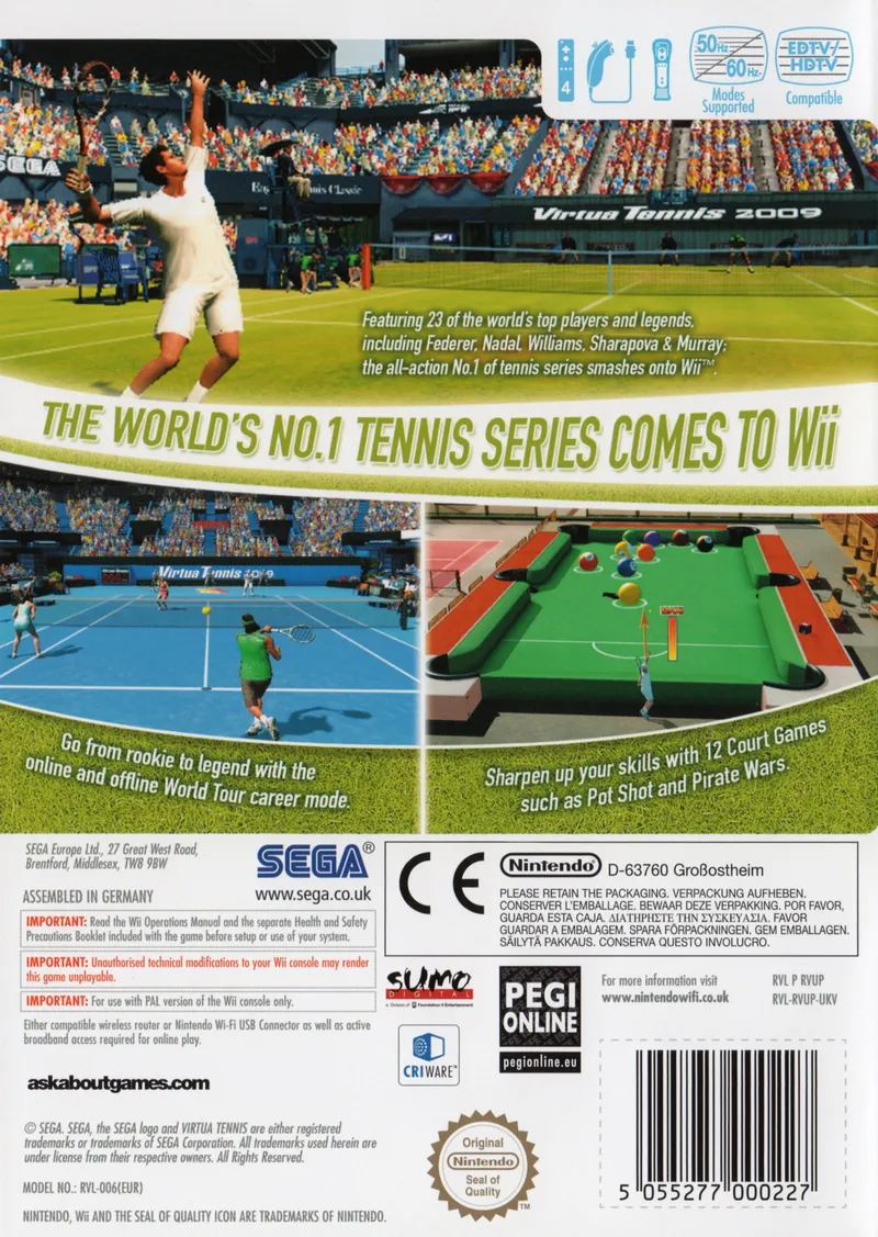 Virtua Tennis 2009 box back