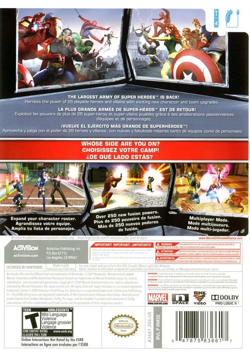 Marvel: Ultimate Alliance 2 box back