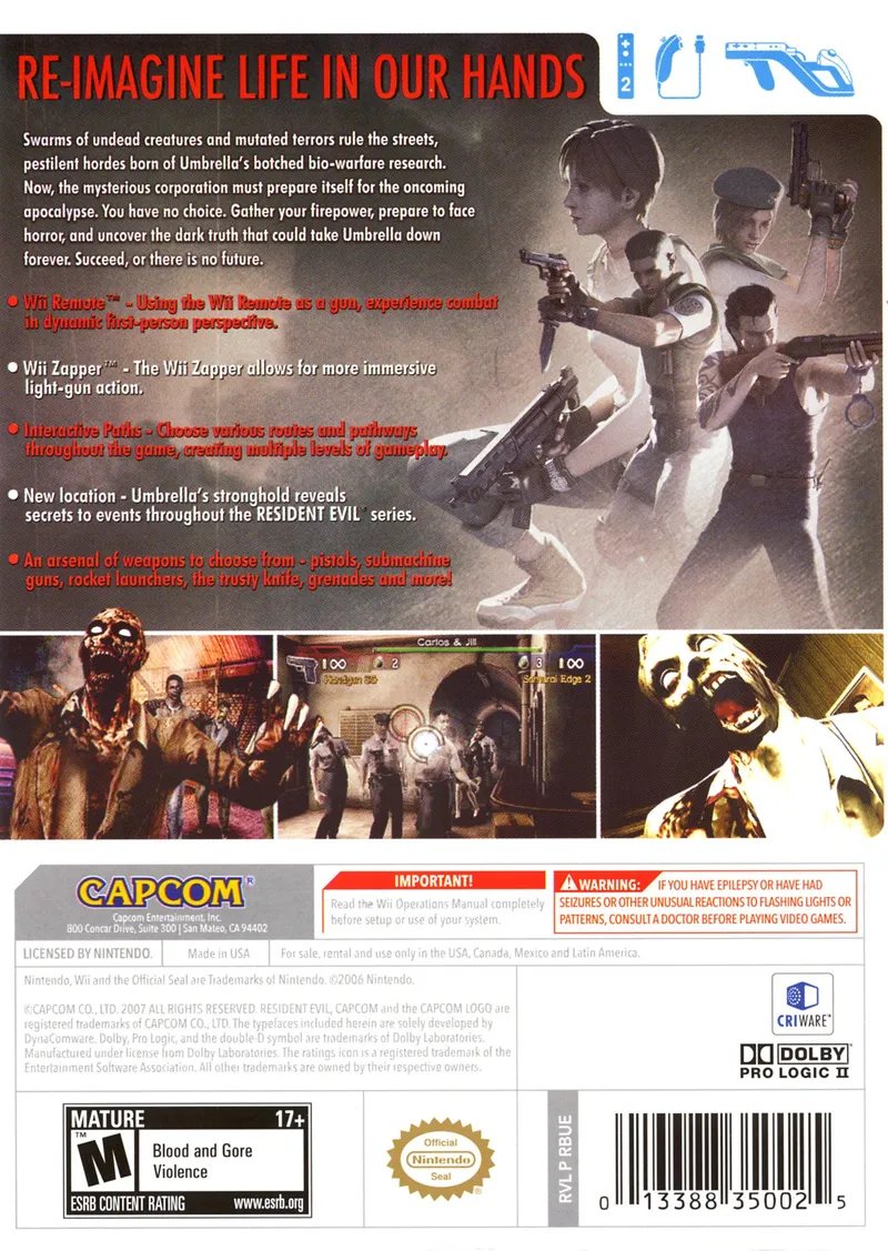 Resident Evil: The Umbrella Chronicles box back