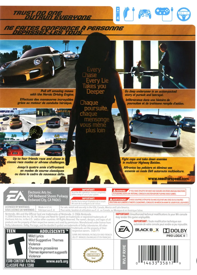 Need for Speed: Undercover box back