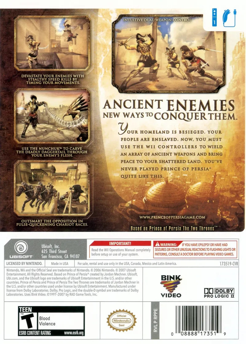 Prince of Persia: Rival Swords box back