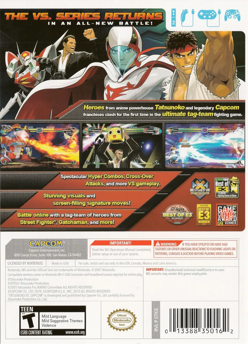 Tatsunoko vs. Capcom: Ultimate All-Stars box back