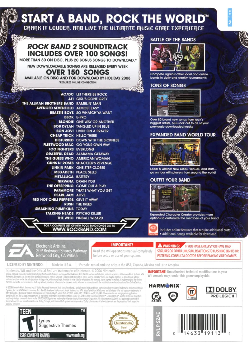 Rock Band 2 box back
