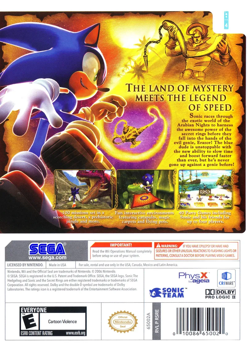 Sonic and the Secret Rings box back