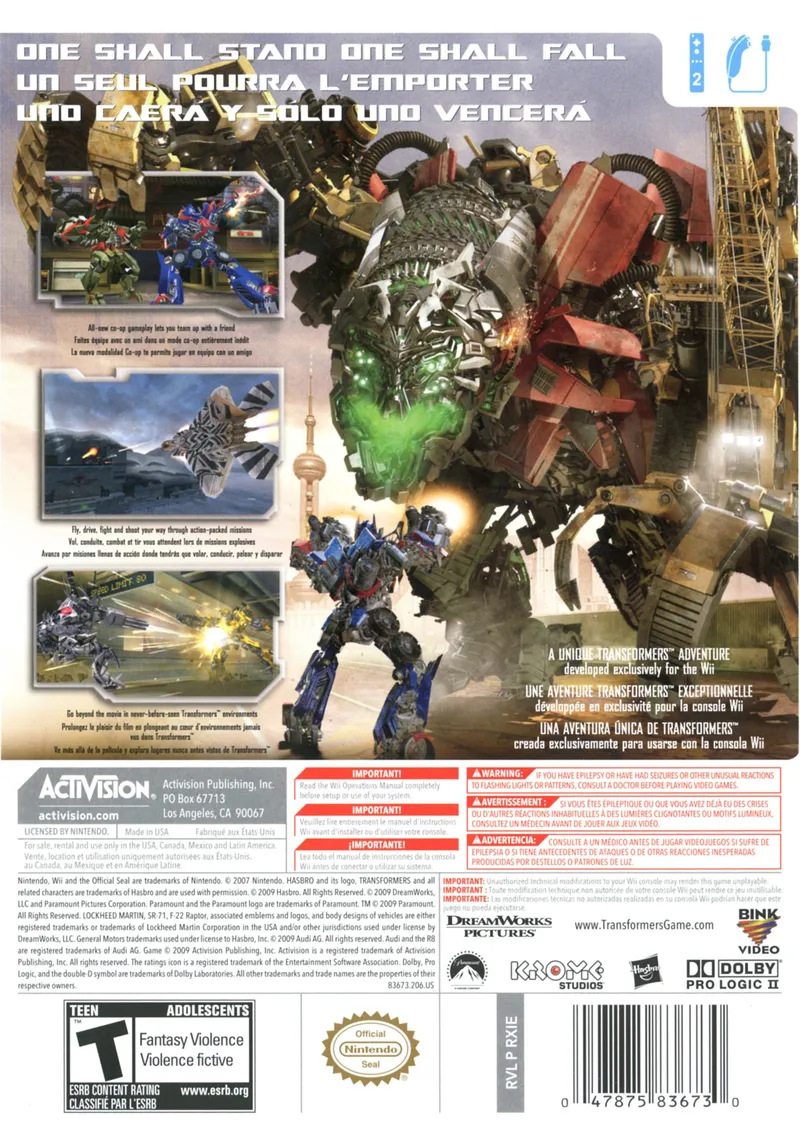 Transformers: Revenge of the Fallen box back