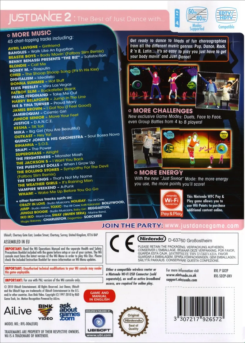 Just Dance 2 box back