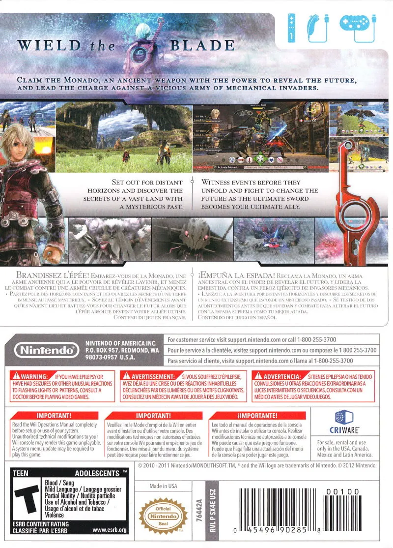 Xenoblade Chronicles box back