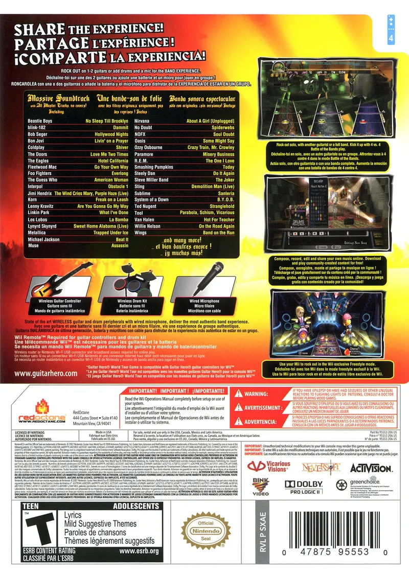 Guitar Hero: World Tour box back