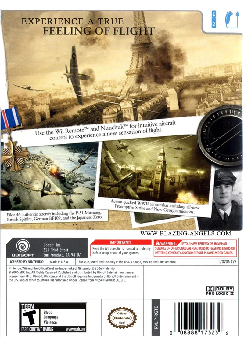 Blazing Angels: Squadrons of WWII box back