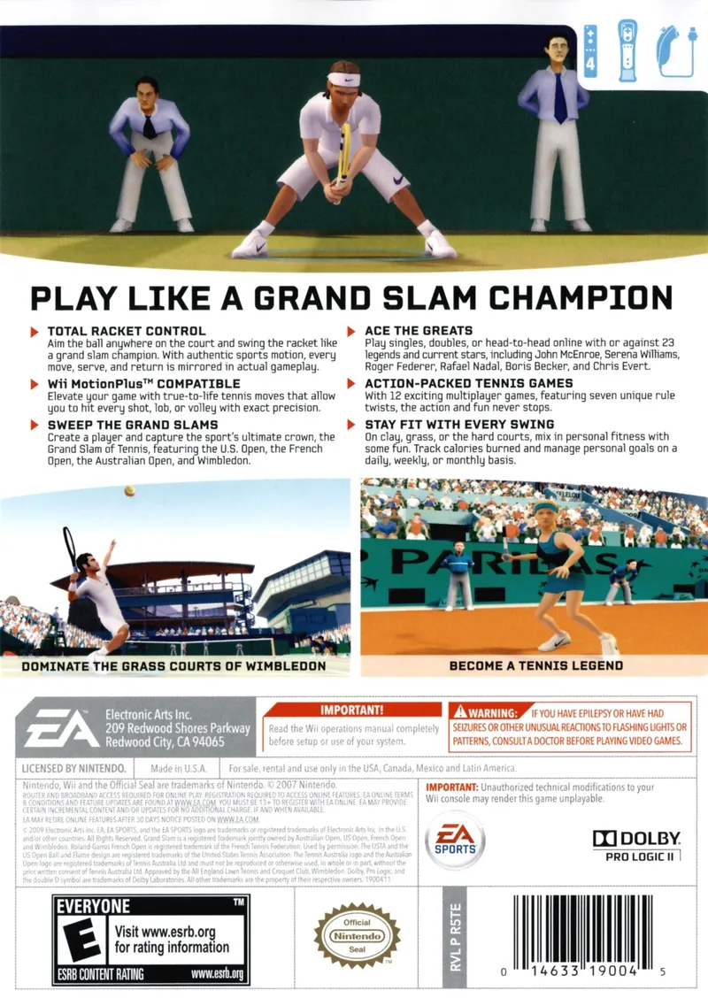 Grand Slam Tennis box back
